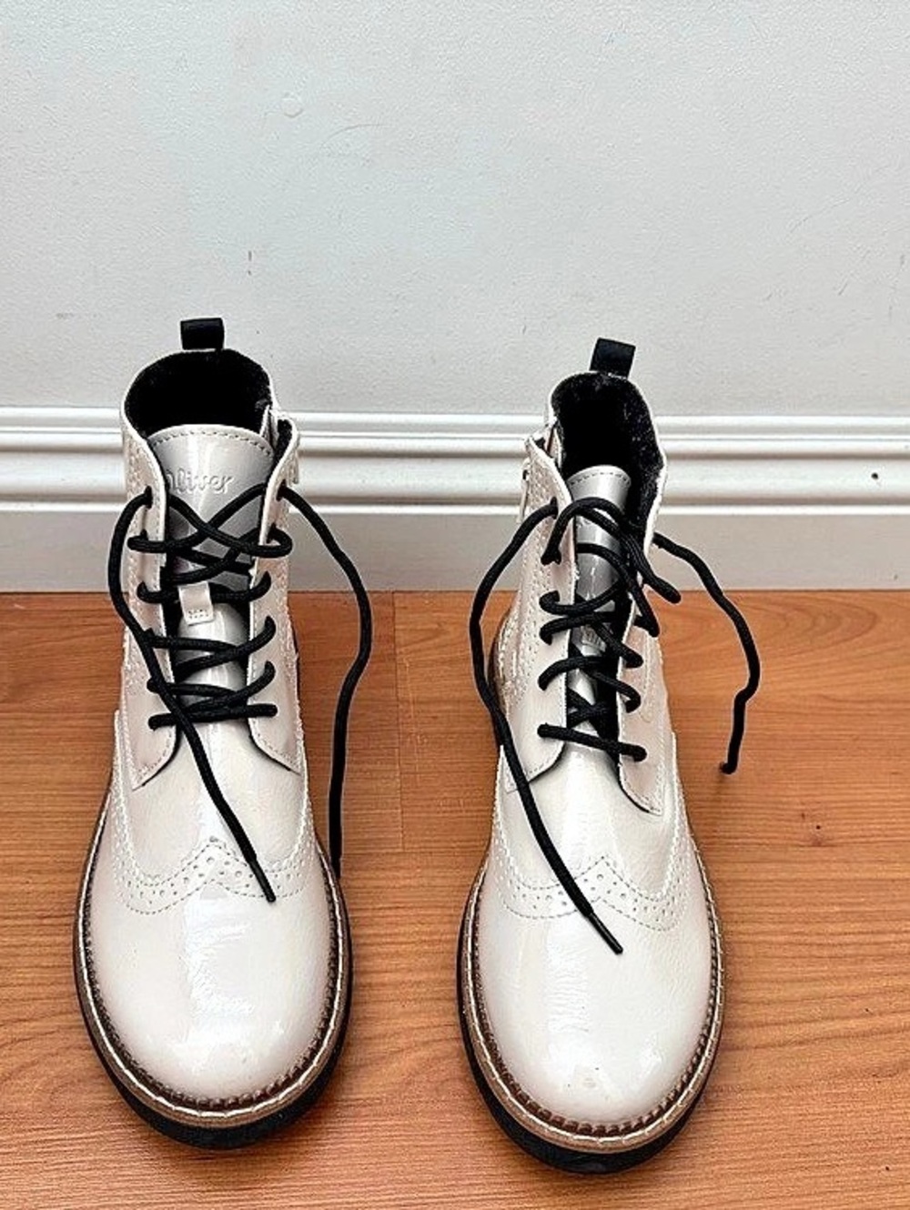 White Combat Ankle Boots Like New